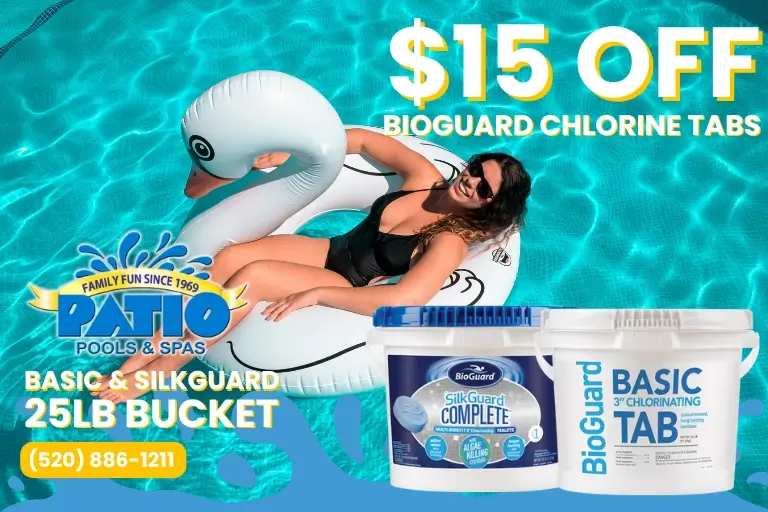 $15 OFF 25lb BioGuard Chlorine Tabs – Patio Pools & Spas May Special Web $15 OFF 25lb BioGuard Chlorine Tabs - Patio Pools & Spas May Special Web