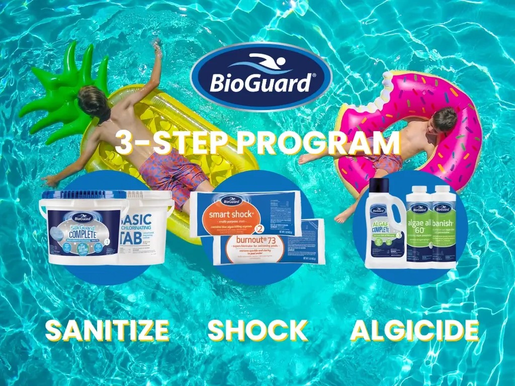 BioGuard 3-Step Program Shock Sanitize Algicide Patio Pools